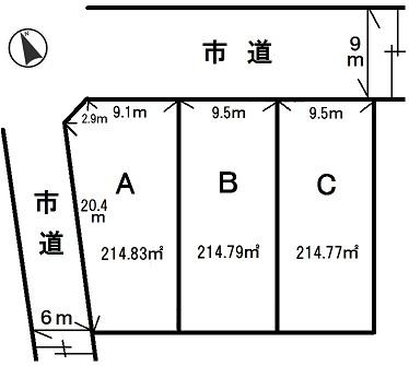 Compartment figure. Land price 6.8 million yen, Land area 214.83 sq m