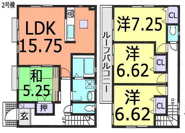Floor plan. (Building 2), Price 20.8 million yen, 4LDK, Land area 122.22 sq m , Building area 99.36 sq m