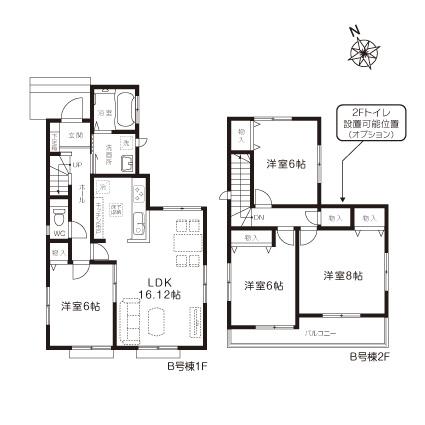 Floor plan. (B Building), Price 25,800,000 yen, 4LDK, Land area 139.04 sq m , Building area 97.5 sq m