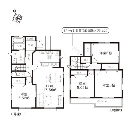 Floor plan. (C Building), Price 26,800,000 yen, 4LDK, Land area 138.36 sq m , Building area 102.26 sq m