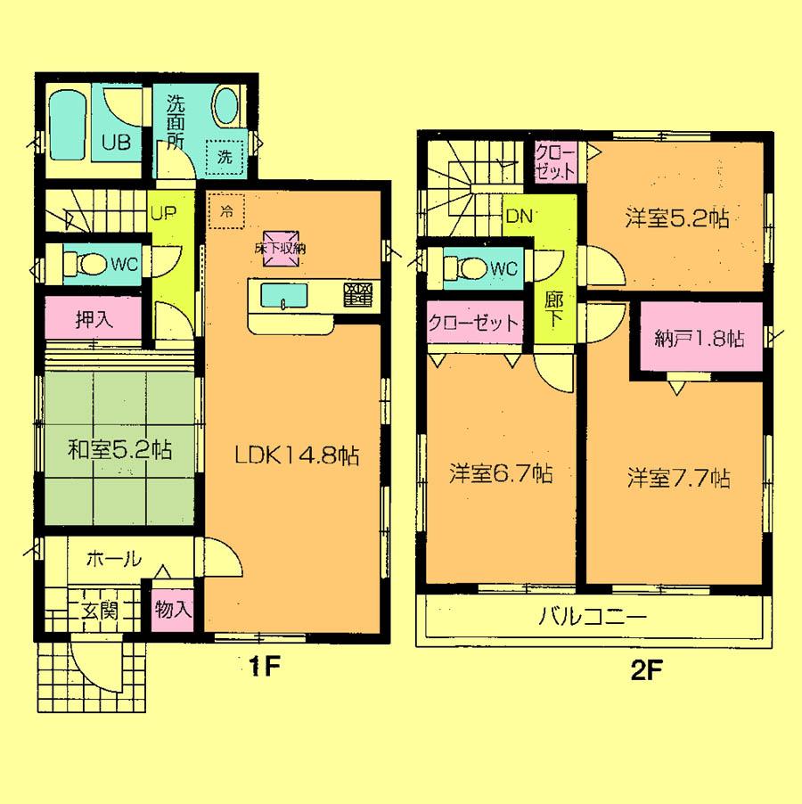 Floor plan. Price 26,800,000 yen, 4LDK+S, Land area 120.14 sq m , Building area 95.17 sq m
