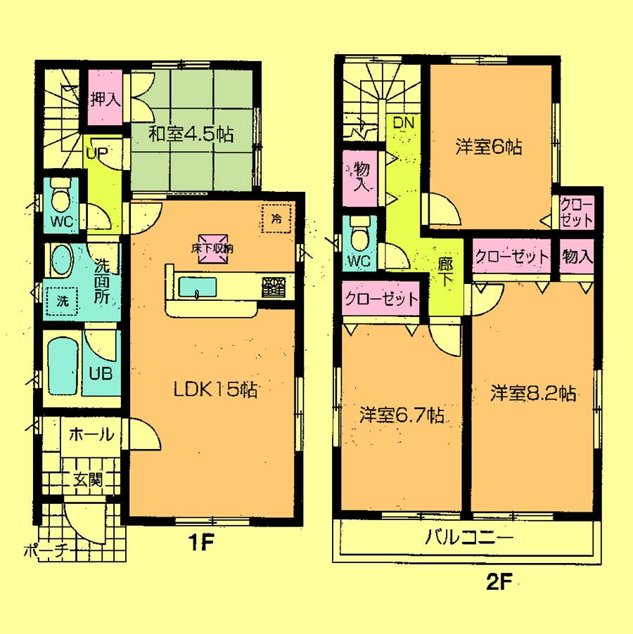 Floor plan. Price 27,800,000 yen, 4LDK, Land area 120.31 sq m , Building area 95.98 sq m