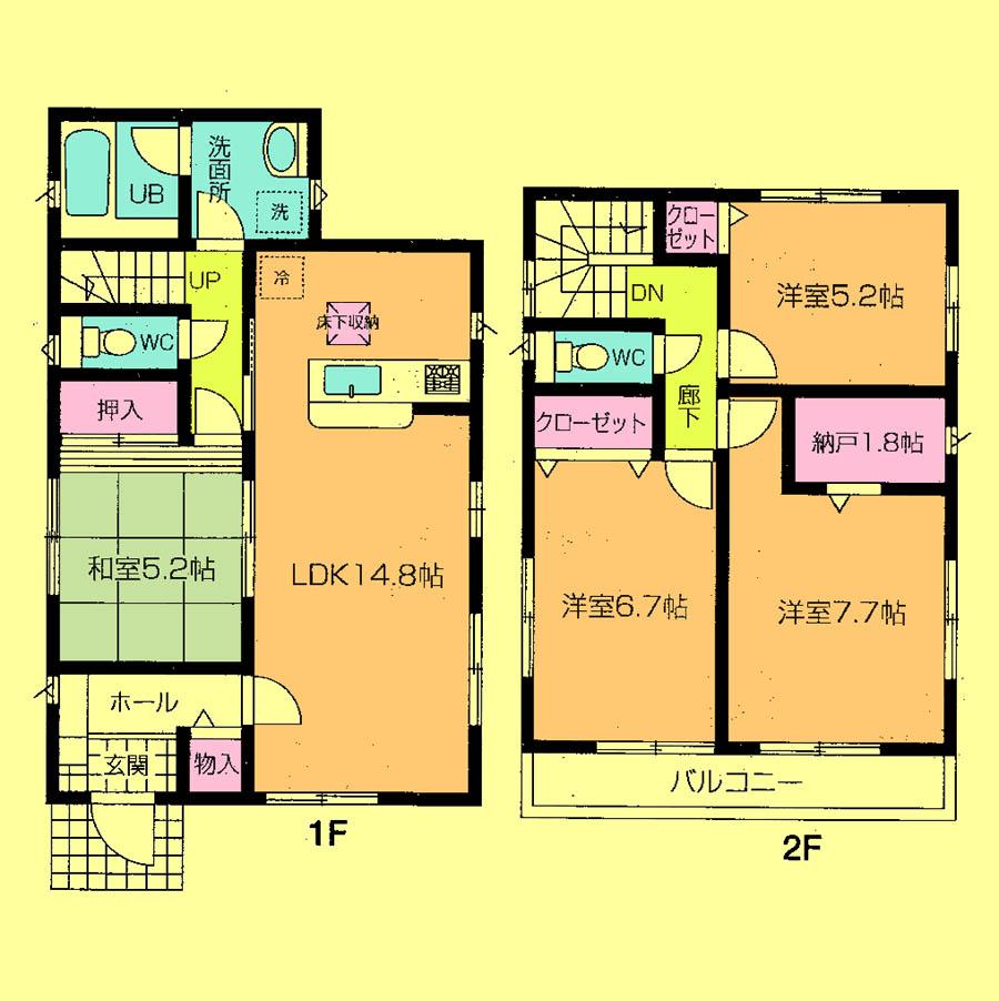 Floor plan. Price 28.8 million yen, 4LDK+S, Land area 120.38 sq m , Building area 95.17 sq m