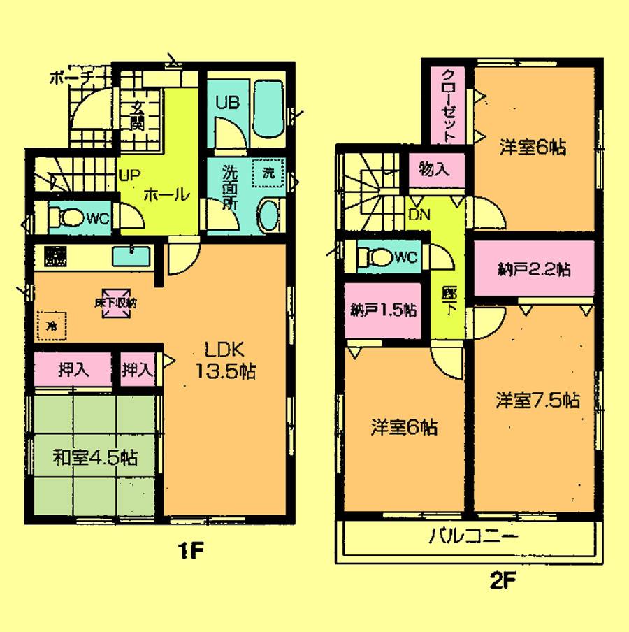 Floor plan. Price 25,800,000 yen, 4LDK+2S, Land area 120.32 sq m , Building area 95.17 sq m