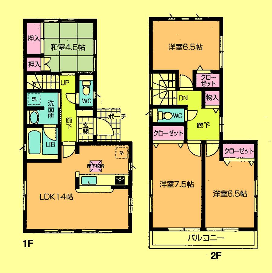 Floor plan. Price 25,800,000 yen, 4LDK, Land area 120.32 sq m , Building area 93.55 sq m