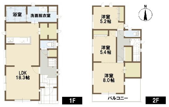 Floor plan. (5 Building), Price 25,800,000 yen, 2LDK, Land area 133 sq m , Building area 100.8 sq m