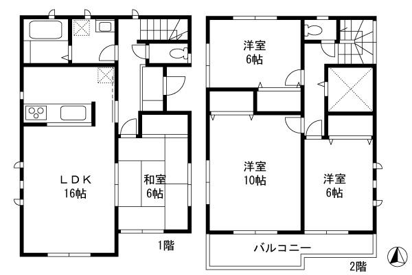 Floor plan. 29,800,000 yen, 4LDK+S, Land area 197.88 sq m , Building area 105.99 sq m   ◆ LDK16 Pledge ◆ Warmth space to feel the touch of the sun ◆ 