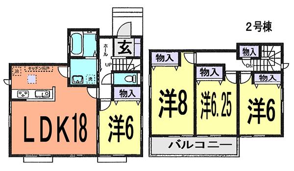 Floor plan. (Building 2), Price 27,700,000 yen, 4LDK, Land area 208.81 sq m , Building area 103.5 sq m