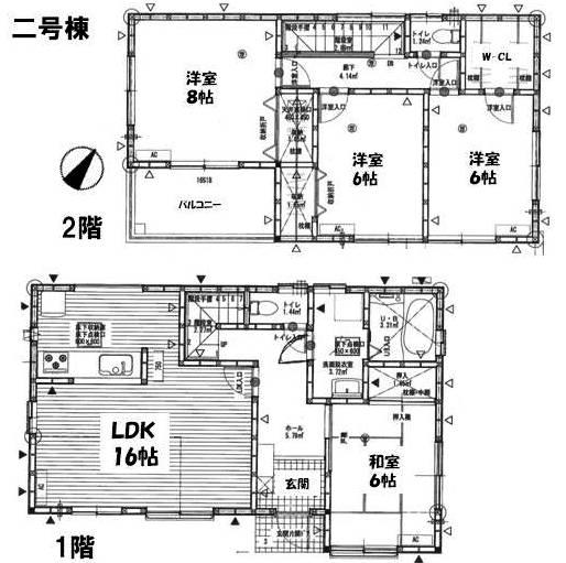 Floor plan. (Two Building), Price 23.8 million yen, 4LDK+S, Land area 349.42 sq m , Building area 105.15 sq m