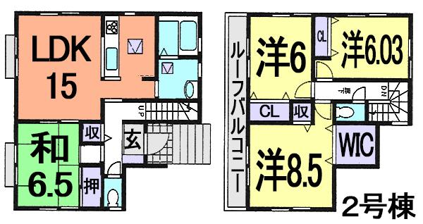 Floor plan. (Building 2), Price 16.8 million yen, 4LDK, Land area 153.1 sq m , Building area 101.02 sq m