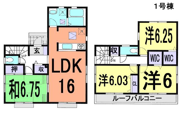 Floor plan. 20.8 million yen, 4LDK, Land area 121.48 sq m , Popular floor plan there is a building area of ​​98.95 sq m (1 Building) in the living room next to the room