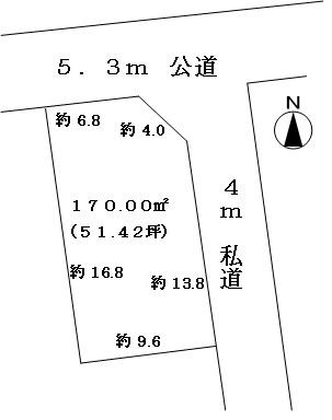 Compartment figure. Land price 11.8 million yen, Land area 170 sq m