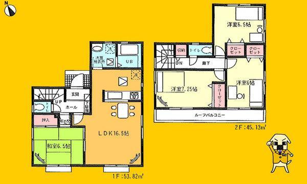 Floor plan. 23.8 million yen, 4LDK, Land area 143.08 sq m , Building area 98.95 sq m