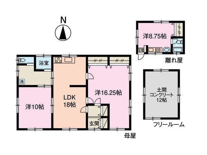 Floor plan. 37,800,000 yen, 2LDK, Land area 1645 sq m , Building area 92.74 sq m