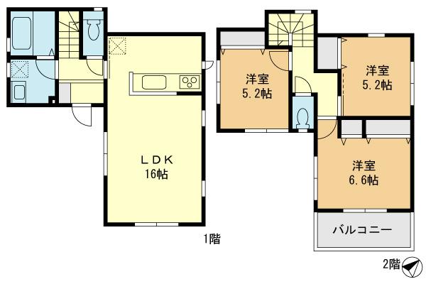 Floor plan. 20.8 million yen, 3LDK, Land area 100 sq m , Building area 79.48 sq m floor plan