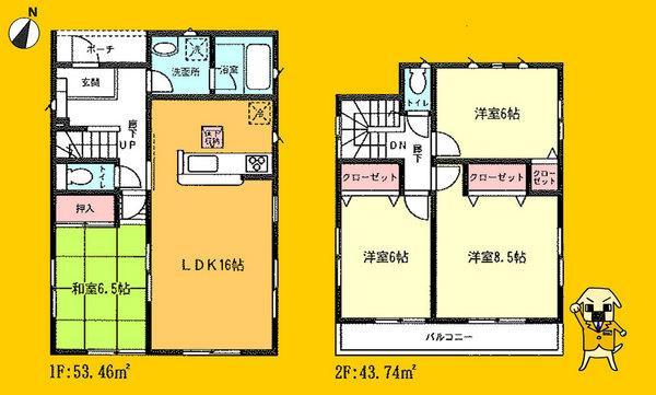 Floor plan. 26,800,000 yen, 4LDK, Land area 188.19 sq m , Building area 97.2 sq m