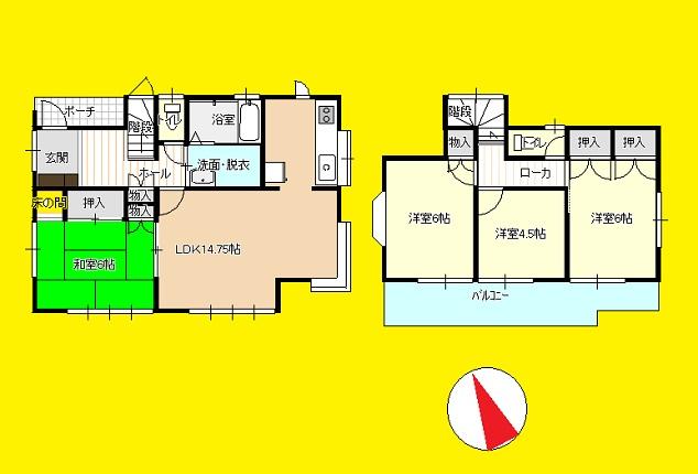 Floor plan. 12 million yen, 4LDK, Land area 145.46 sq m , Building area 91.08 sq m