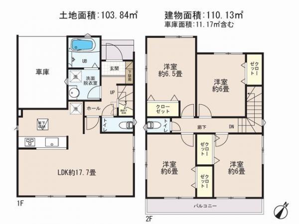 Floor plan. 21.9 million yen, 4LDK, Land area 103.84 sq m , Building area 110.13 sq m