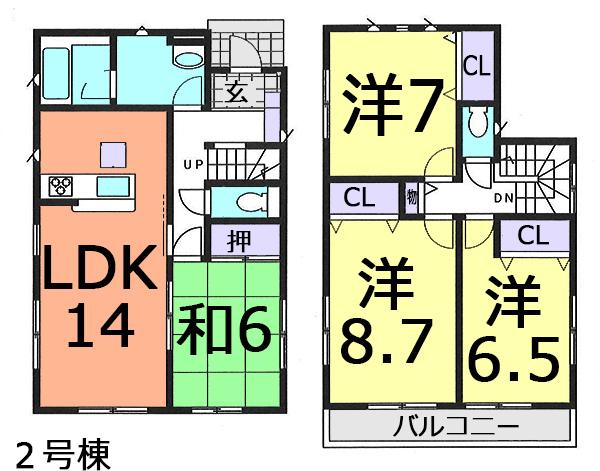 Floor plan. (Building 2), Price 19,800,000 yen, 4LDK, Land area 130.95 sq m , Building area 98.01 sq m