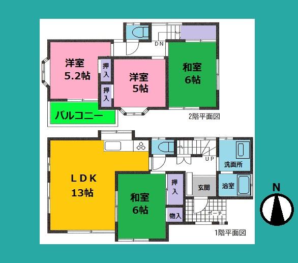 Floor plan. 13.5 million yen, 4LDK, Land area 109.08 sq m , Building area 85.28 sq m