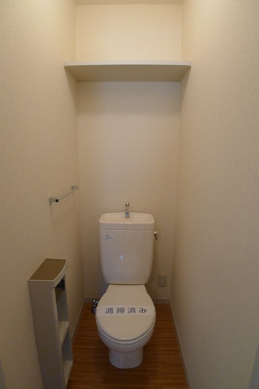 Toilet. There and handy with a shelf in toilet