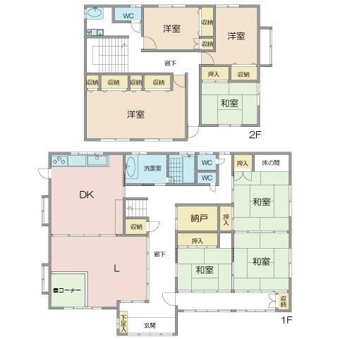 Floor plan. 27,800,000 yen, 7LDK+S, Land area 381.56 sq m , Building area 237.69 sq m