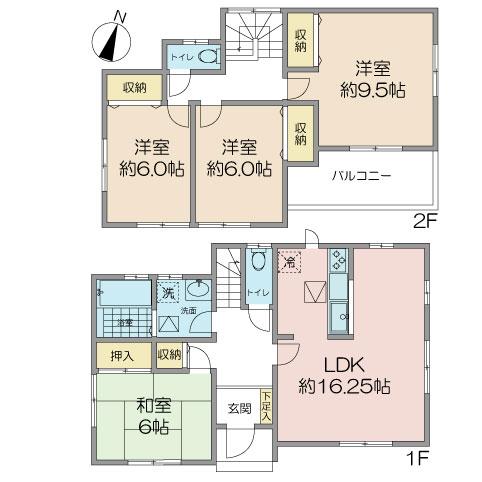 Floor plan. (Building 2), Price 23.8 million yen, 4LDK, Land area 179.97 sq m , Building area 105.57 sq m