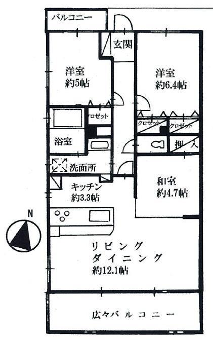 Floor plan. 3LDK, Price 16,900,000 yen, Occupied area 70.62 sq m , Balcony area 11.61 sq m LDK spacious 15.4 Pledge.