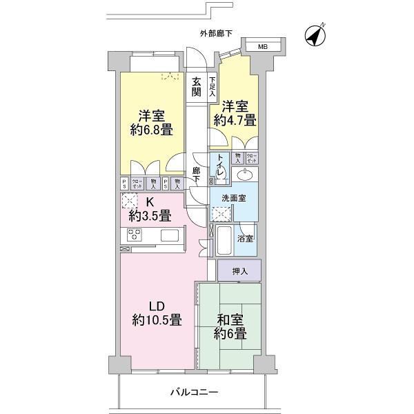 Floor plan. 3LDK, Price 7.2 million yen, Occupied area 70.32 sq m , Balcony area 8.55 sq m