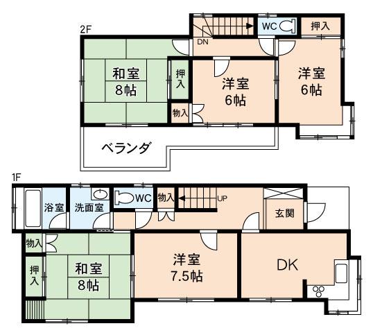 Floor plan. 11 million yen, 5DK, Land area 214.54 sq m , Building area 108.47 sq m
