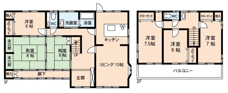 Floor plan. 23.8 million yen, 6LDK, Land area 662.2 sq m , Building area 154.84 sq m