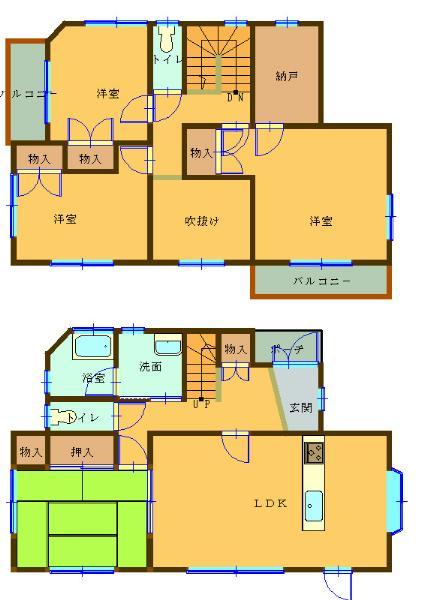Floor plan. 14.8 million yen, 4LDK, Land area 133.11 sq m , Building area 104.13 sq m