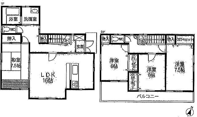 Floor plan. 20.8 million yen, 4LDK, Land area 190.72 sq m , Building area 108.47 sq m