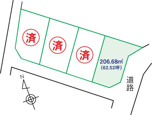 Compartment figure. Land price 11.8 million yen, Land area 206.68 sq m