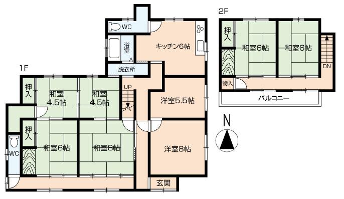 Floor plan. 5.5 million yen, 8DK, Land area 658.52 sq m , Building area 127.59 sq m