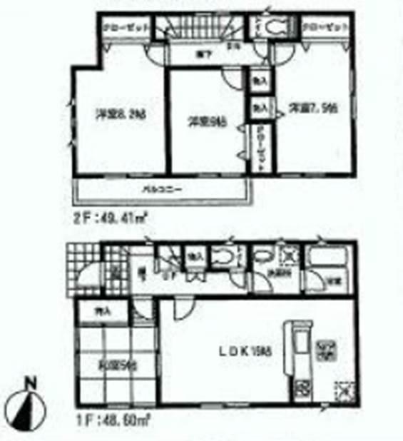 Floor plan. 19,990,000 yen, 4LDK, Land area 185.84 sq m , Spacious plan of building area 98.01 sq m 4LDK