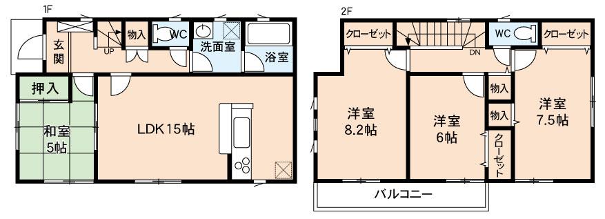Floor plan. (3 Building), Price 19,990,000 yen, 4LDK, Land area 185.84 sq m , Building area 98.01 sq m