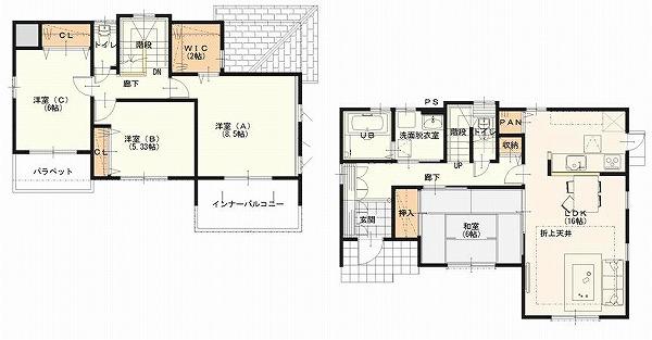 Floor plan. 22,980,000 yen, 4LDK, Land area 197.78 sq m , Other building area 105.98 sq m walk-in closet, It provided housed in a variety of locations, Plenty of storage of plan. This holds cleaner overflow tend thing / L Building floor plan