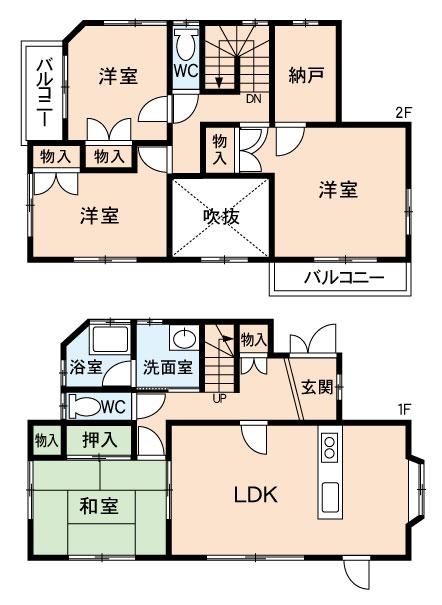Floor plan. 14.8 million yen, 4LDK, Land area 133.11 sq m , Building area 97.15 sq m