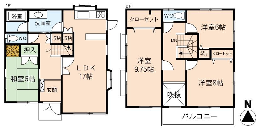 Floor plan. 12.8 million yen, 4LDK, Land area 170.14 sq m , Building area 124.62 sq m