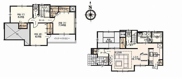 Floor plan. (1 Building), Price 24.4 million yen, 4LDK, Land area 180.88 sq m , Building area 109.3 sq m