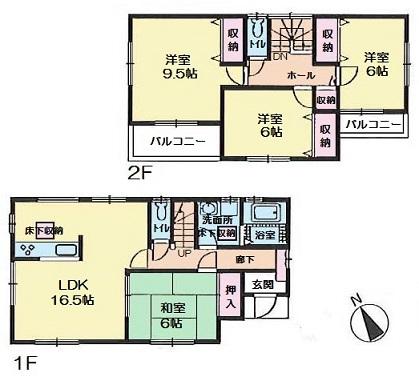 Floor plan. 24,800,000 yen, 4LDK, Land area 201.79 sq m , Building area 105.16 sq m