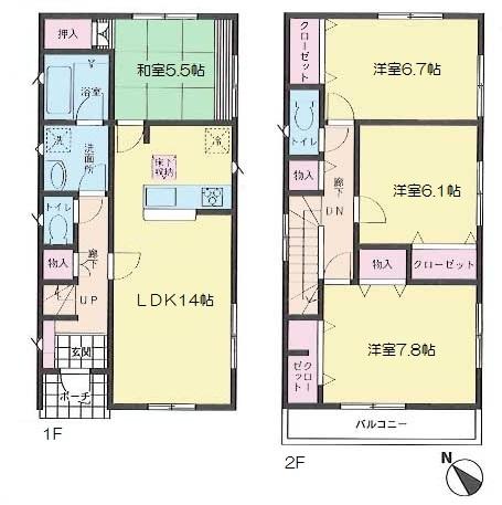 Floor plan. (4 Building), Price 21,800,000 yen, 4LDK, Land area 163.61 sq m , Building area 95.57 sq m