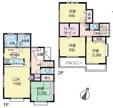 Floor plan. (1 Building), Price 22,800,000 yen, 4LDK, Land area 114.41 sq m , Building area 96.05 sq m