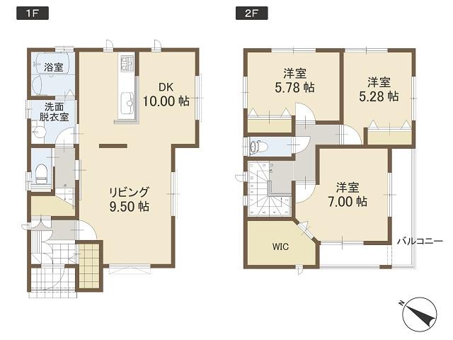 Floor plan. (3 Building), Price 28,900,000 yen, 3LDK, Land area 124 sq m , Building area 94.39 sq m