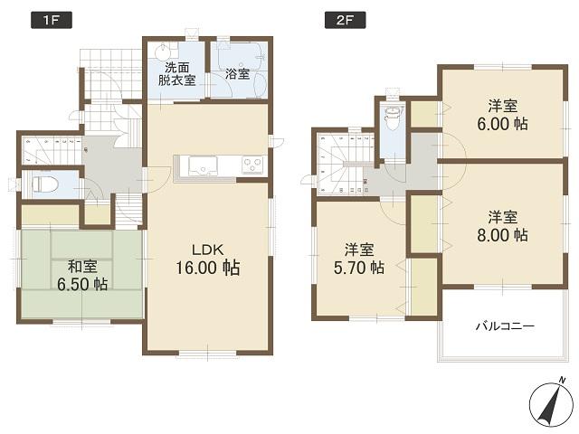 Floor plan. (5 Building), Price 32,800,000 yen, 4LDK, Land area 123 sq m , Building area 99.36 sq m