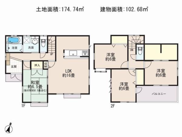 Floor plan. 23.8 million yen, 4LDK, Land area 174.74 sq m , Building area 102.68 sq m