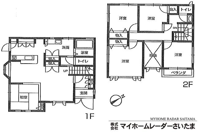 Floor plan. 29,800,000 yen, 5LDK, Land area 132.27 sq m , Building area 120.98 sq m light-gauge steel  ☆ Studio construction dignified appearance  ☆ 5LDK of spacious space, Everyone is very happy each room firmly Floor family  ☆ Also safe parking space two with carport car  ☆ Also impetus family of the community over application in the living room stairs.