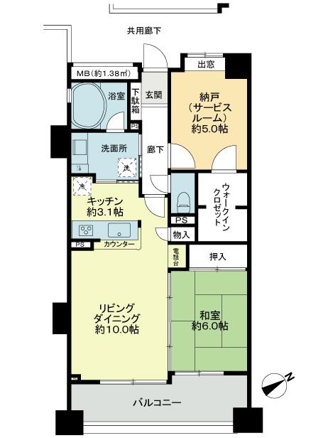 Floor plan. 1DK + S (storeroom), Price 14.8 million yen, Occupied area 63.87 sq m , Balcony area 8.71 sq m floor plan
