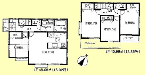 Floor plan. 18,800,000 yen, 4LDK, Land area 141.78 sq m , Building area 90.67 sq m